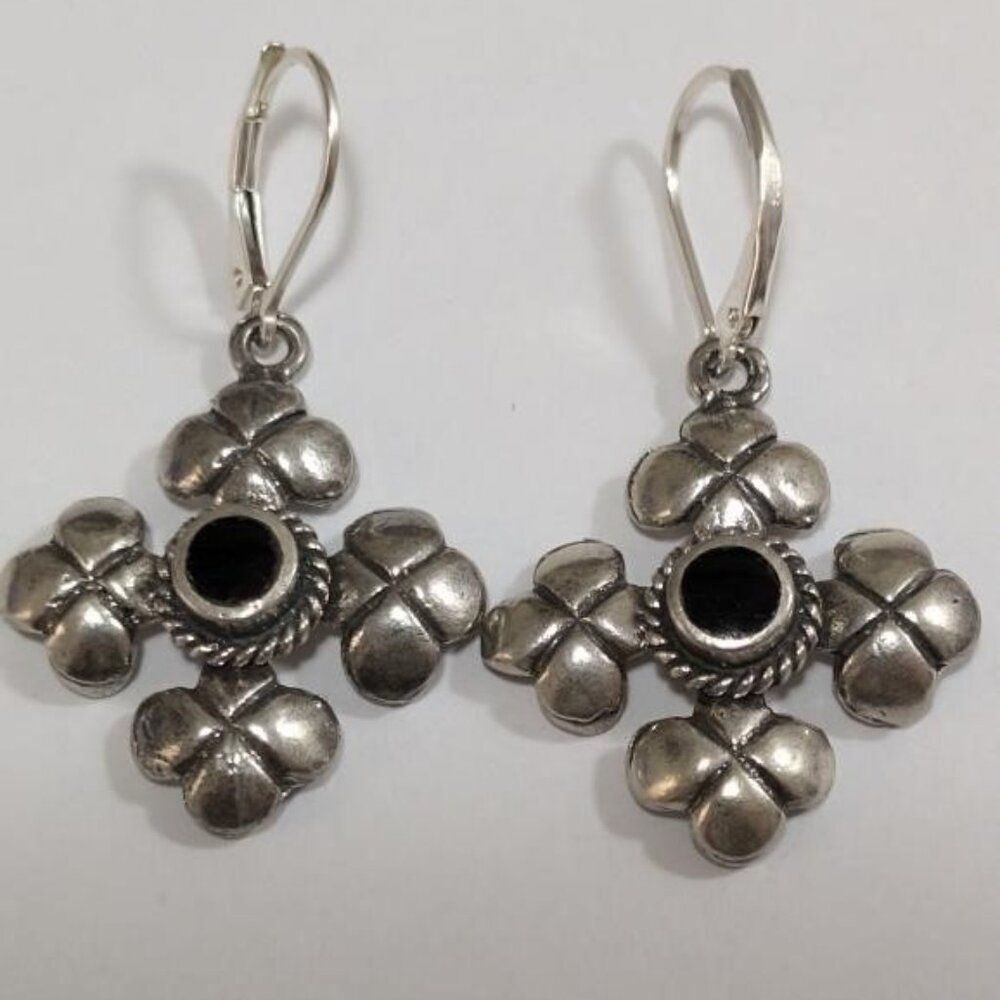 Silver Black Onyx Earrings